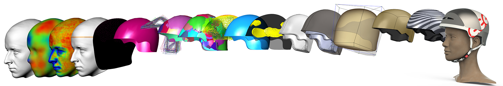 The whole process of this algorithmic helmet design process in Grasshopper